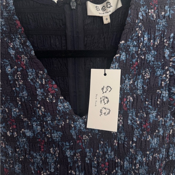 Sea New York Navy Floral Maxi Sundress with Flutter Cap Sleeves - Picture 3 of 6
